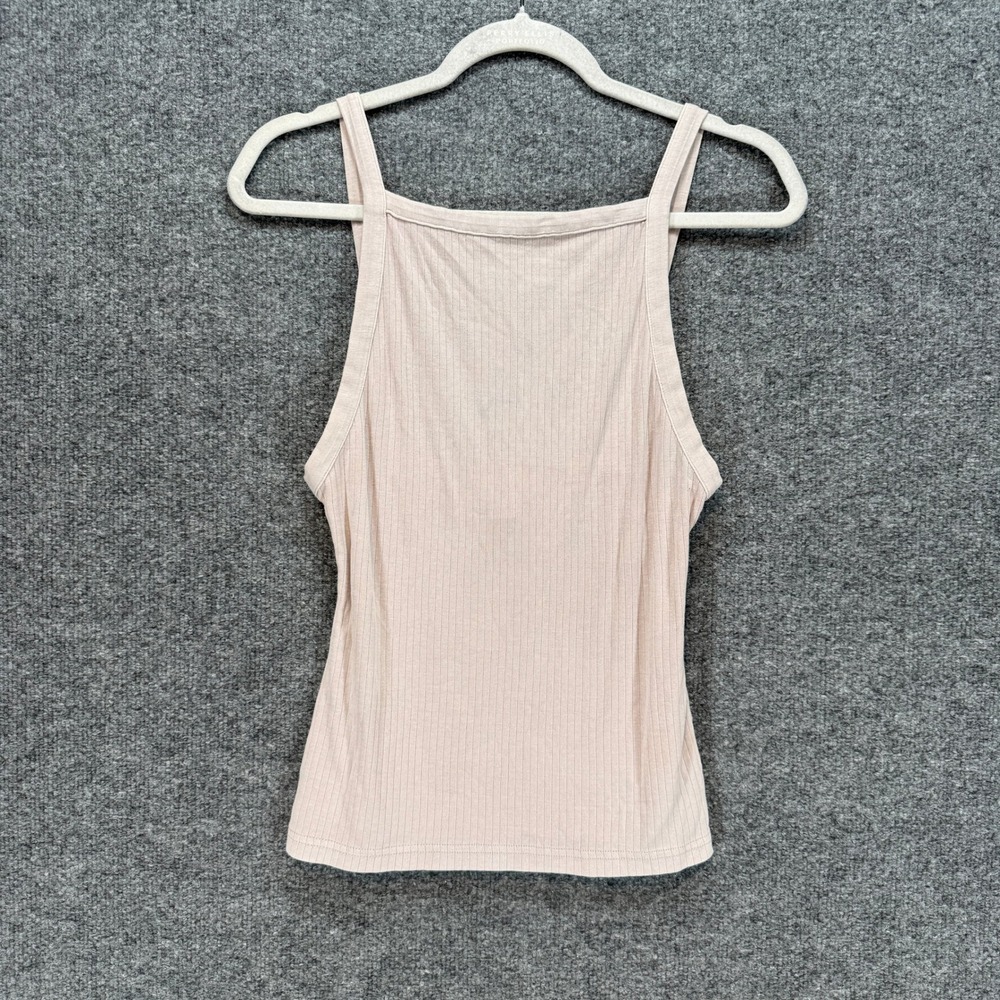 Free People Tank Top Womens Small Pink Ribbed Knit Square‎ Neck Sleeveless Basic